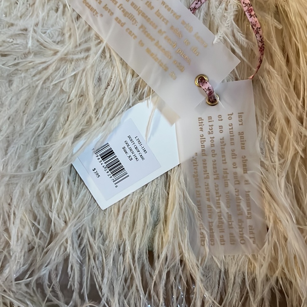 SET NWT Loveshackfancy Risha Mini Skirt and Dusty Crop Cami in golden fog - Picture 12 of 13